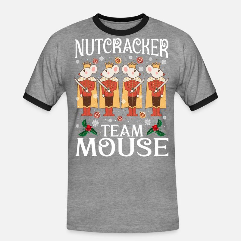 Nutcracker Team Mouse - Männer Kontrast-T-Shirt - Grau meliert/Schwarz