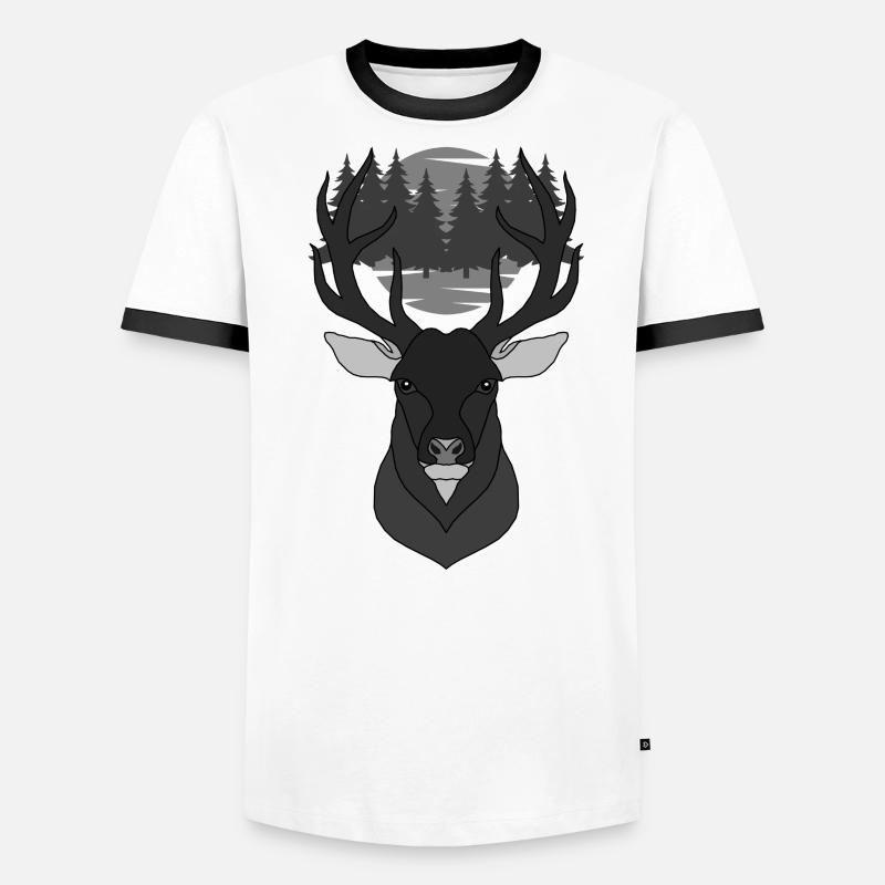Rothirsch Geweih mit Hirschgeweih Männer Kontrast-T-Shirt