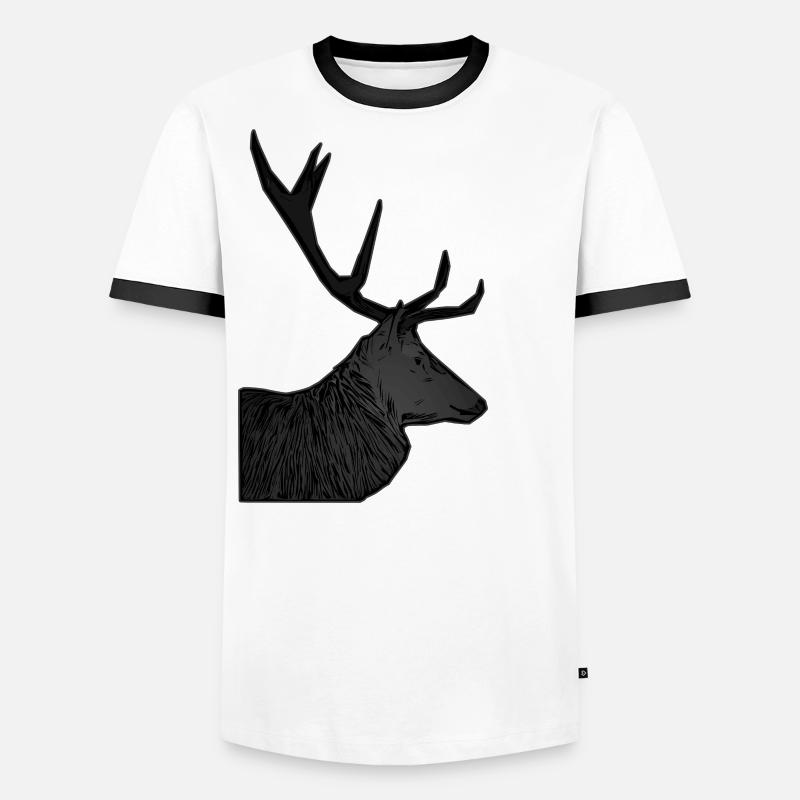 Rothirsch Geweih mit Hirschgeweih Männer Kontrast-T-Shirt