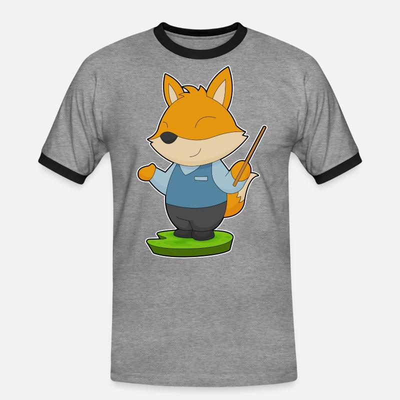 Fuchs Lehrer Pointer - Männer Kontrast-T-Shirt - Grau meliert/Schwarz