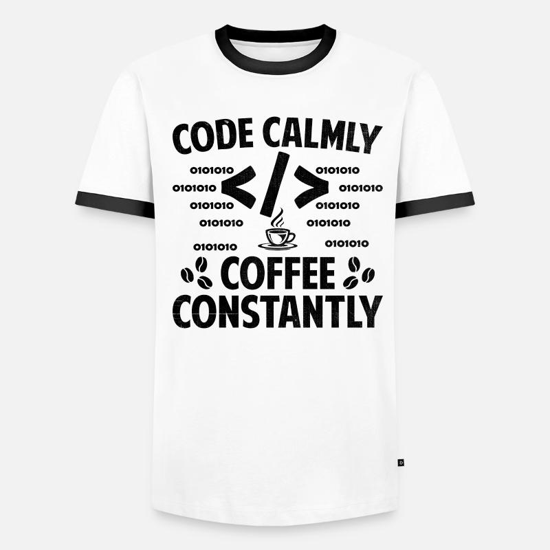 Coffee Coding Programmer Coder Developer Nerd Coff Men's Ringer Shirt