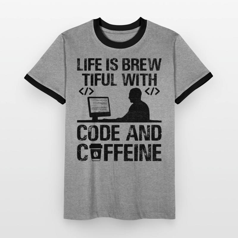 Kaffee-Codierung Programmierer Programmierer Entwickler Nerd Coff Männer Kontrast-T-Shirt