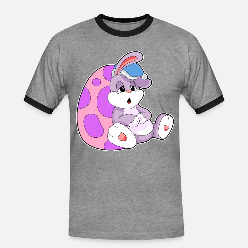 Bunny Easter Easter Egg Sleeping - Men's Ringer Shirt - heather grey/black