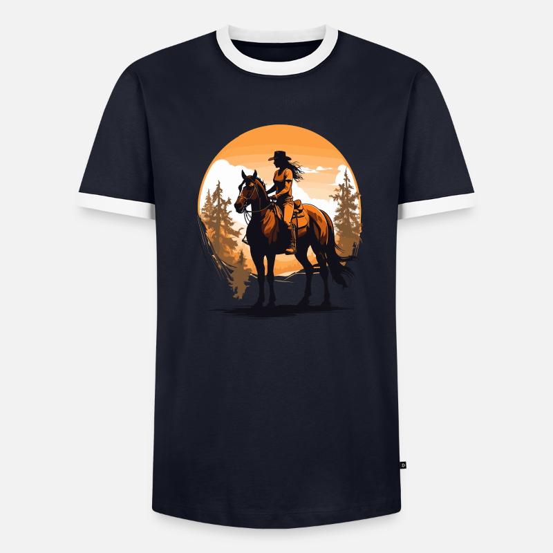 Conception de cavalier emblématique de chevaux esthétiques T-shirt contrasté Homme