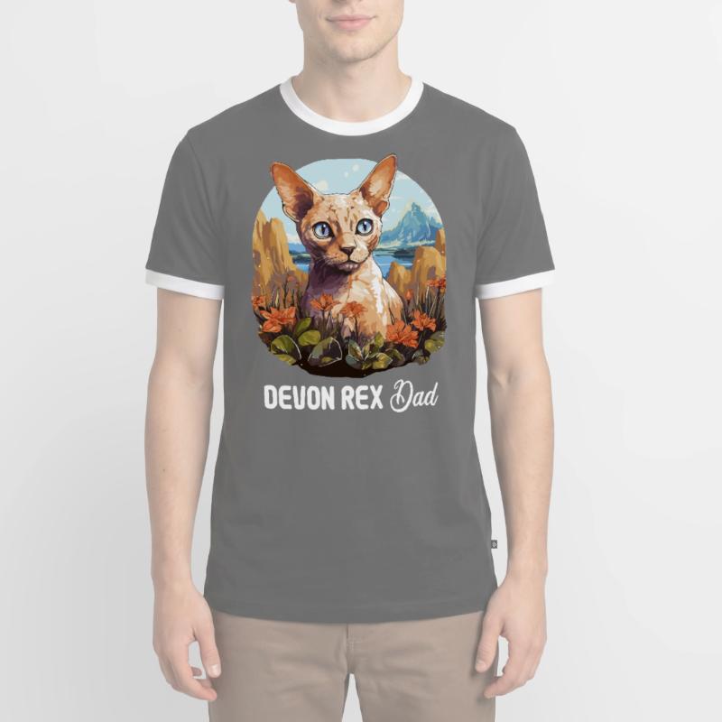 Chaton Devon Rex Chat Devon Rex T-shirt contrasté Homme