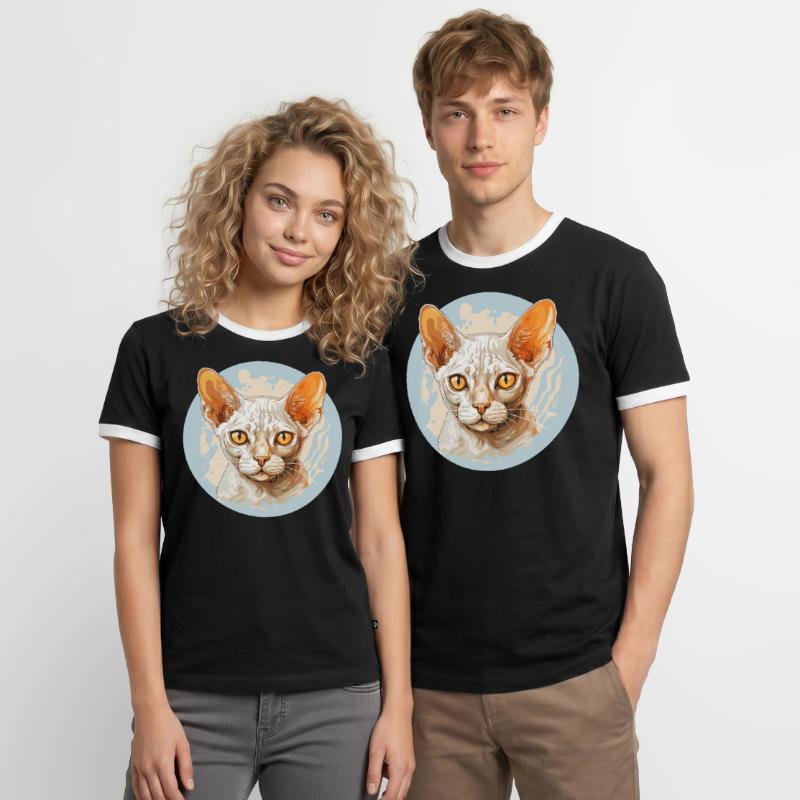 Chaton Devon Rex Chat Devon Rex T-shirt contrasté Homme