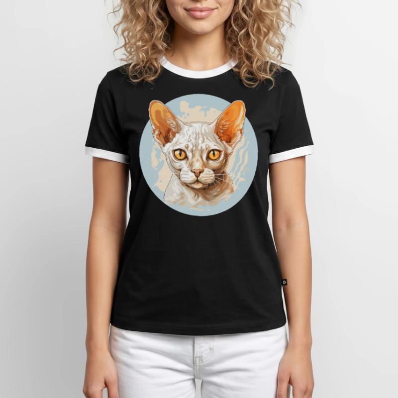 Chaton Devon Rex Chat Devon Rex T-shirt contrasté Homme