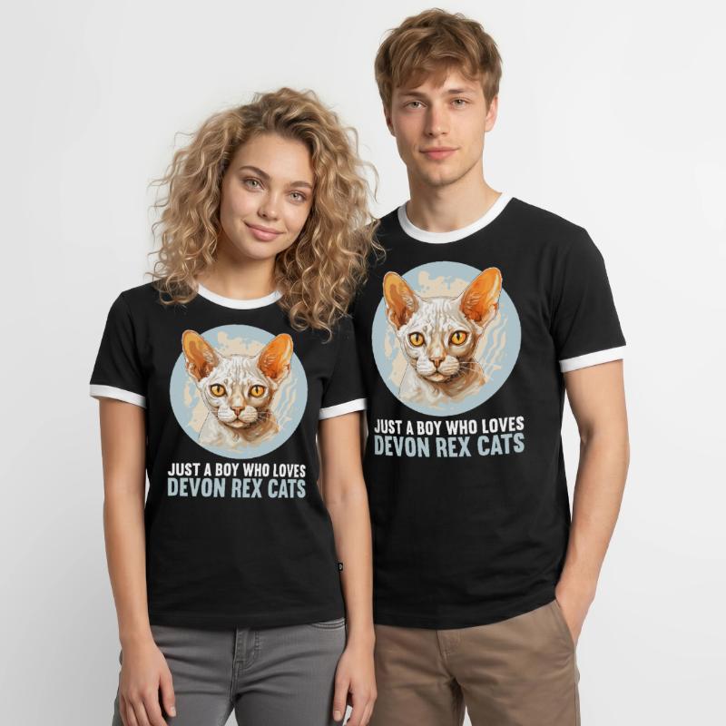 Chaton Devon Rex Chat Devon Rex T-shirt contrasté Homme