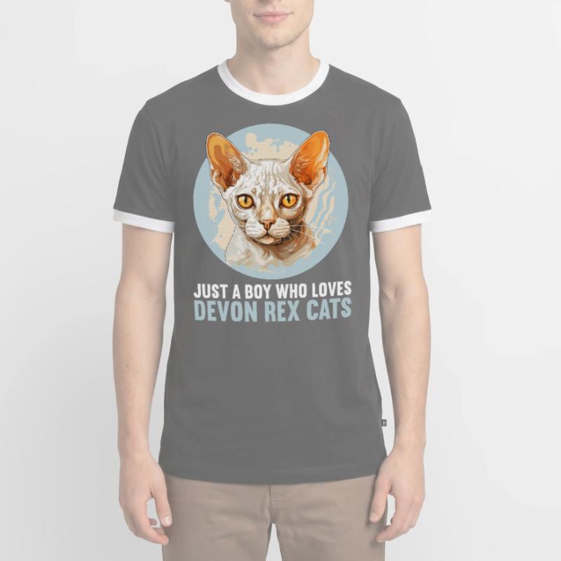 Chaton Devon Rex Chat Devon Rex T-shirt contrasté Homme