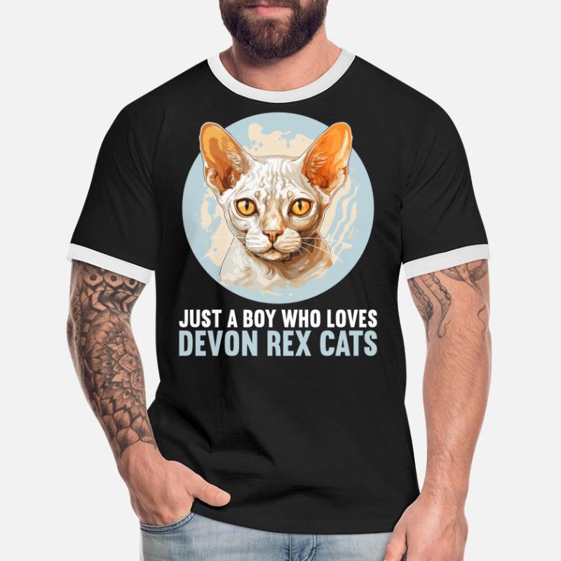 Chaton Devon Rex Chat Devon Rex T-shirt contrasté Homme