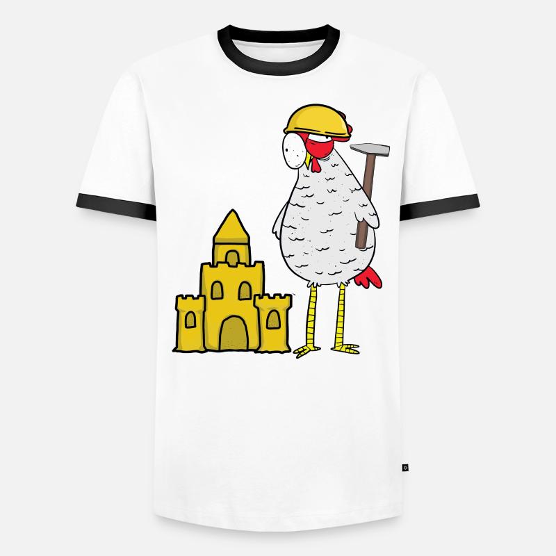 Craftsman Chicken Sandcastle Construction Site Building Builder Men's Ringer Shirt