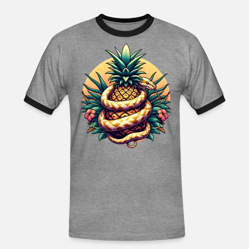 Python around pineapple - Men's Ringer Shirt - heather grey/black