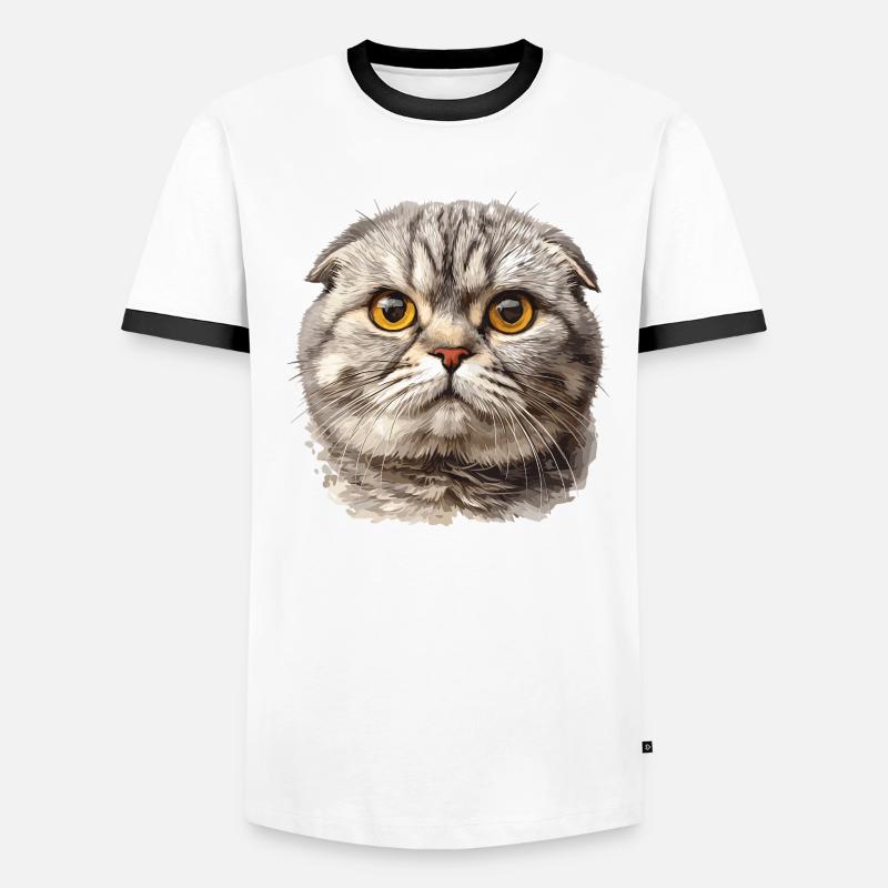 Scottish Fold Kitten Scottish Fold chat T-shirt contrasté Homme