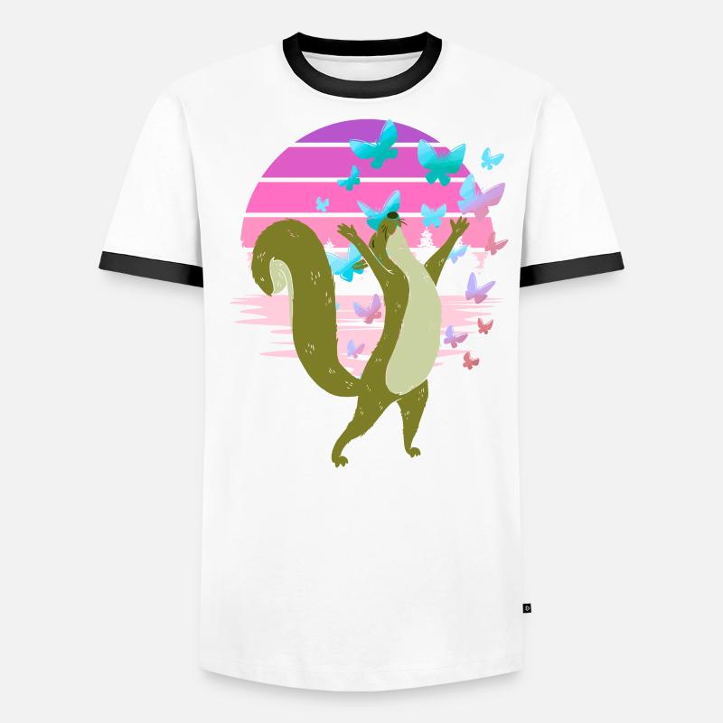 Eichhorn Eichhörnchen Schmetterlinge Frühling Männer Kontrast-T-Shirt