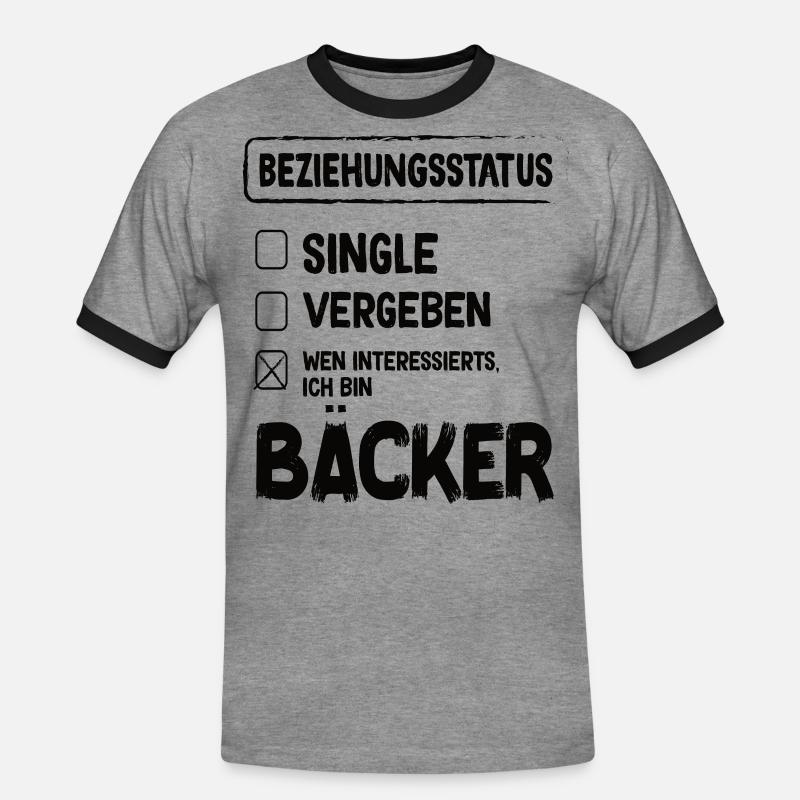 Bäcker Beziehungsstatus Back Backwaren Backen - Männer Kontrast-T-Shirt - Grau meliert/Schwarz