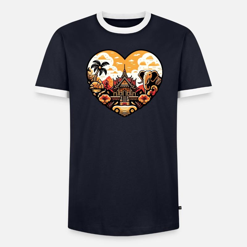 Thai-tempel Elefant Bangkok Pagode Männer Kontrast-T-Shirt