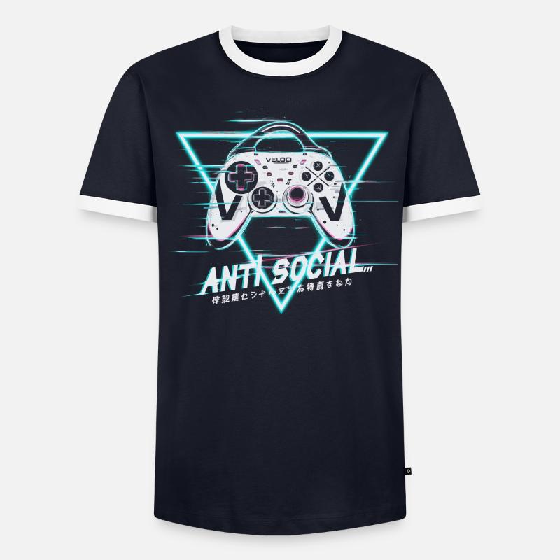 Gaming Controller Glitch Design - Men's Ringer Shirt - undefined