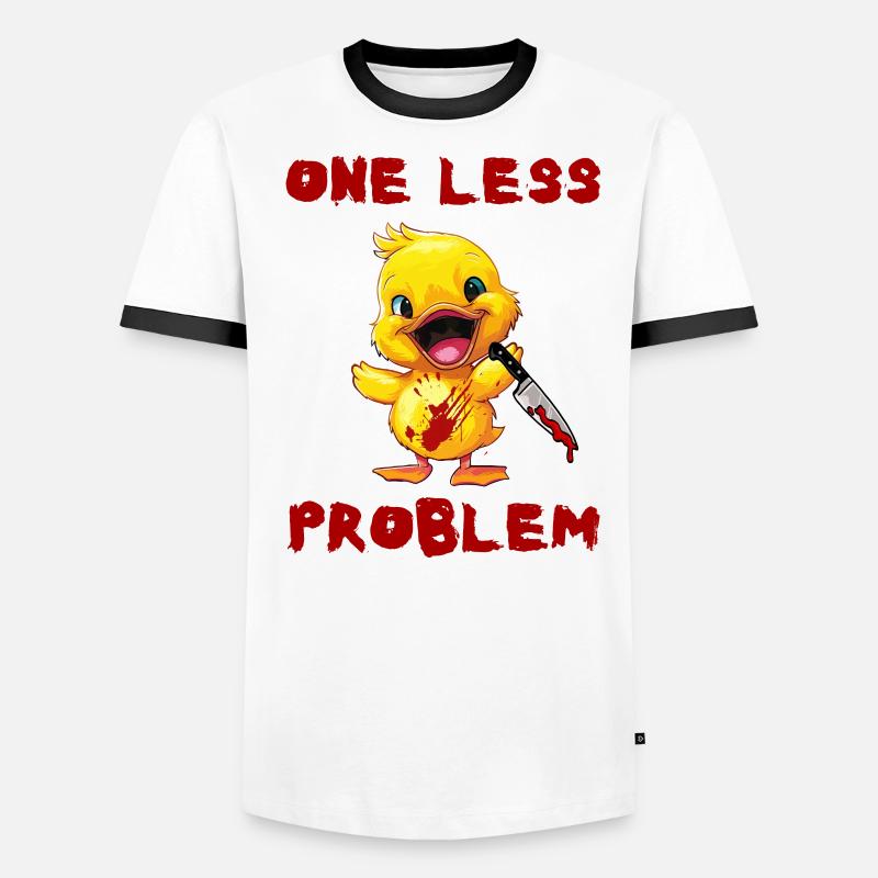 Duck with Knife - One Problem Less Fun Men's Ringer Shirt