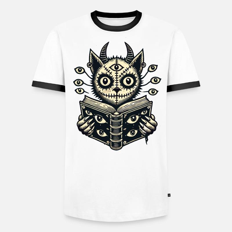 Devilish Demons Cat Horror Cat Design Men's Ringer Shirt
