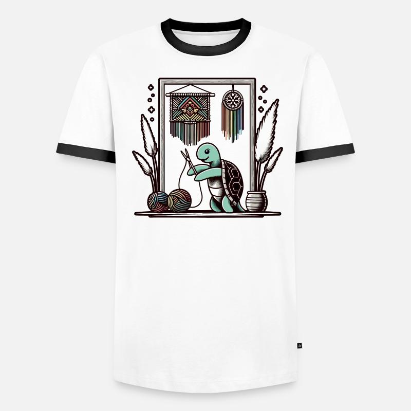 Drôle de macramé tortue artiste macramé T-shirt contrasté Homme