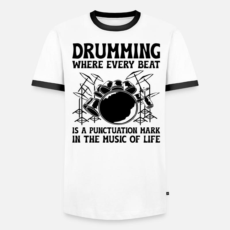 Drumming Where Every Beat Is A Punctuation Mark In Men's Ringer Shirt