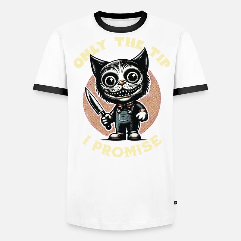 Lustiger Katzen Spruch only The Tip Psycho Katze Männer Kontrast-T-Shirt