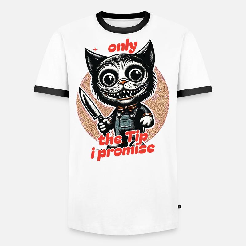 Lustiger Katzen Spruch only The Tip Psycho Katze Männer Kontrast-T-Shirt