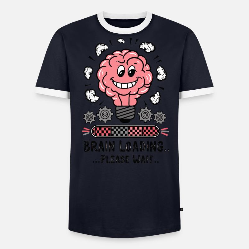 Brain Loading Bitte warten Lustiger Cartoon-Humor Männer Kontrast-T-Shirt