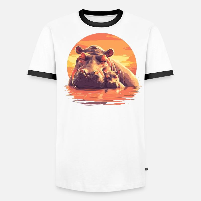 Nilpferd Flußpferd Männer Kontrast-T-Shirt