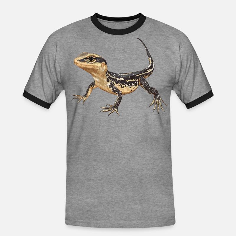 Eidechsen Eidechse - Männer Kontrast-T-Shirt - Grau meliert/Schwarz