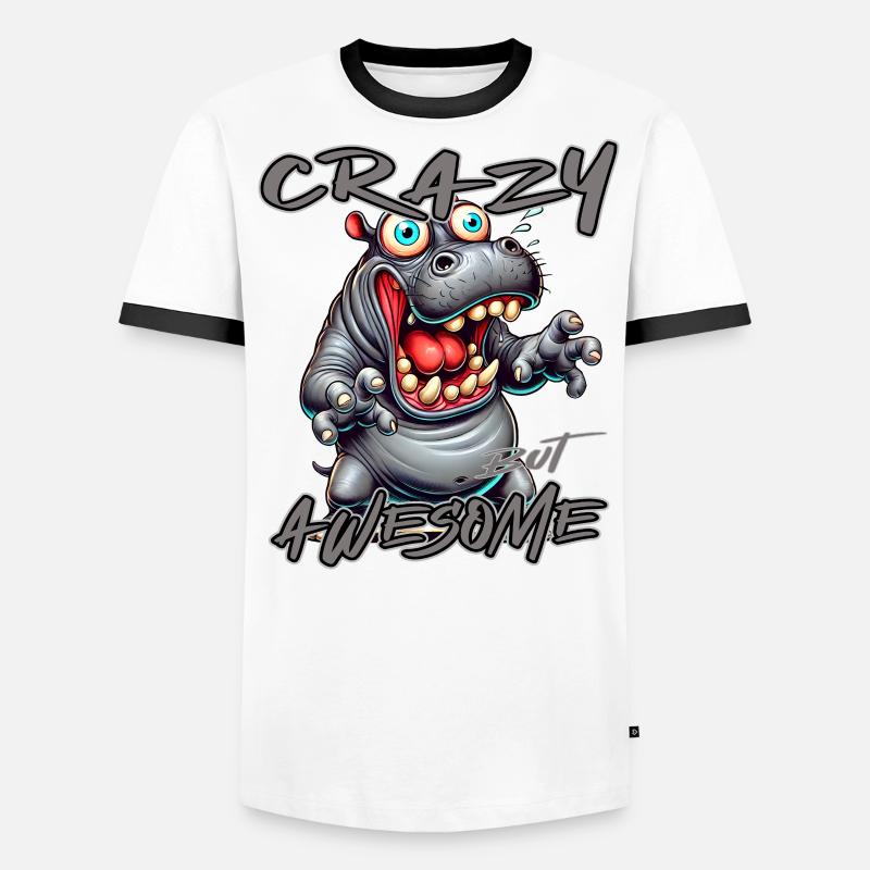 Crazy but Awesome Nilpferd Comic Stil Männer Kontrast-T-Shirt
