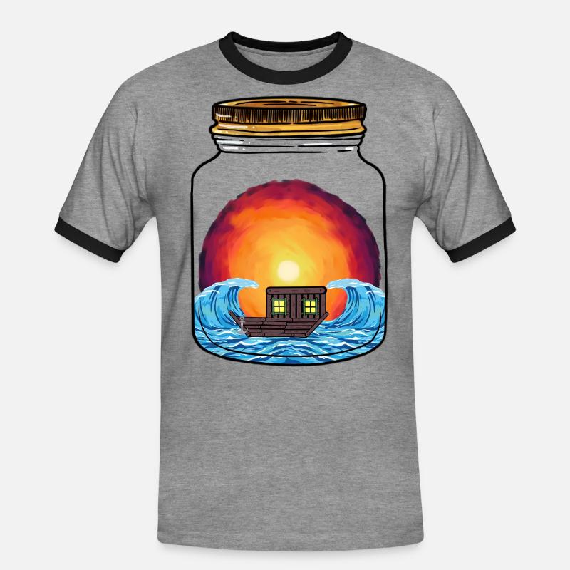Boot Boote Schiff Schiffe - Männer Kontrast-T-Shirt - Grau meliert/Schwarz