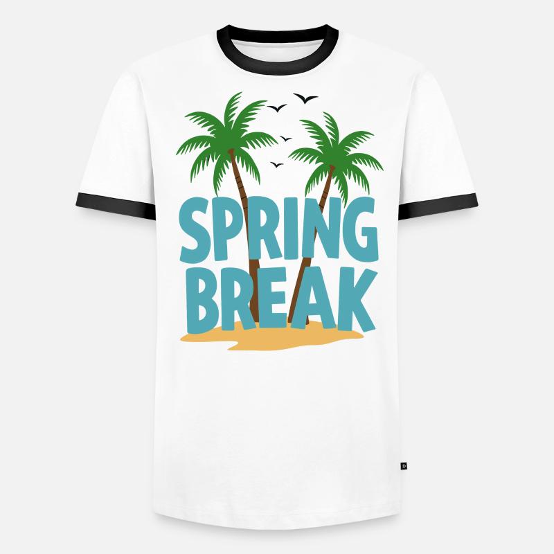 Spring Break Palm Trees Beach Men's Ringer Shirt