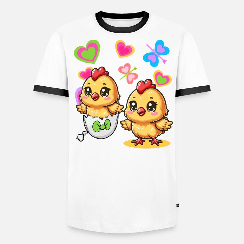 Retro Easter Egg Eggs Chick 80s 90s Kids Men's Ringer Shirt