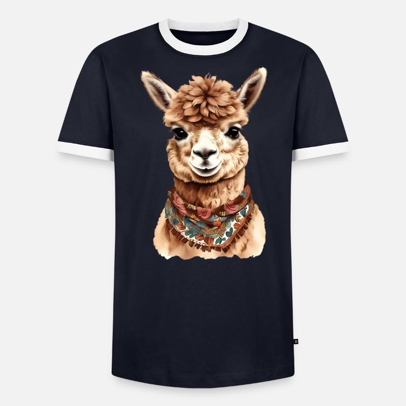Alpaka Tier Design – Lustige Grafik Illustration Männer Kontrast-T-Shirt
