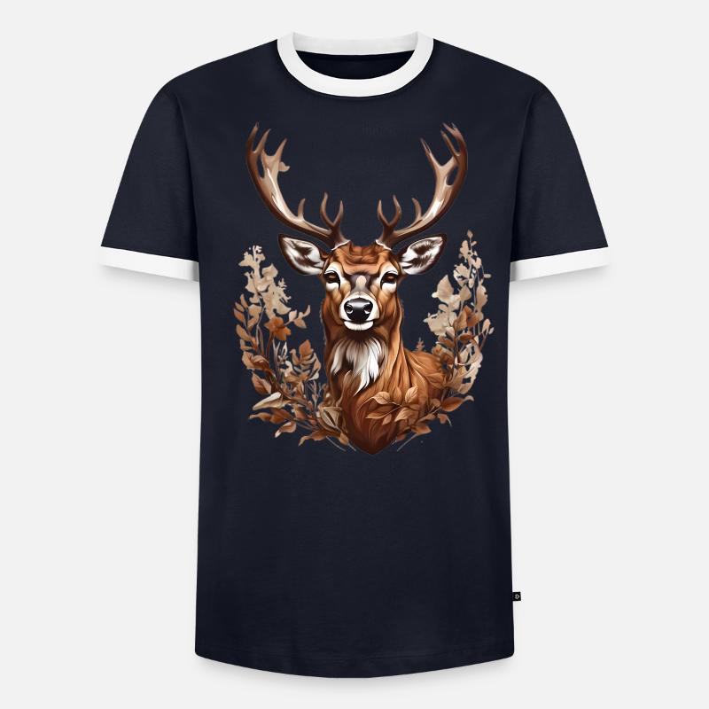 Brauner Hirsch Männer Kontrast-T-Shirt