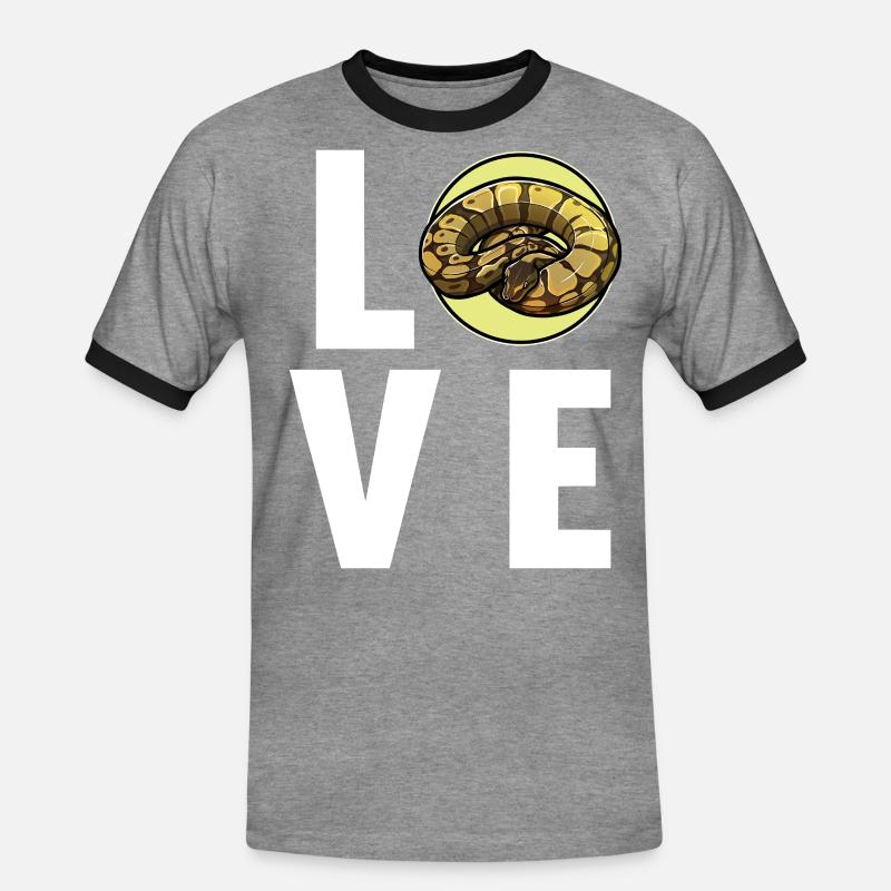 Ball Python Königspythons Königspython - Männer Kontrast-T-Shirt - Grau meliert/Schwarz