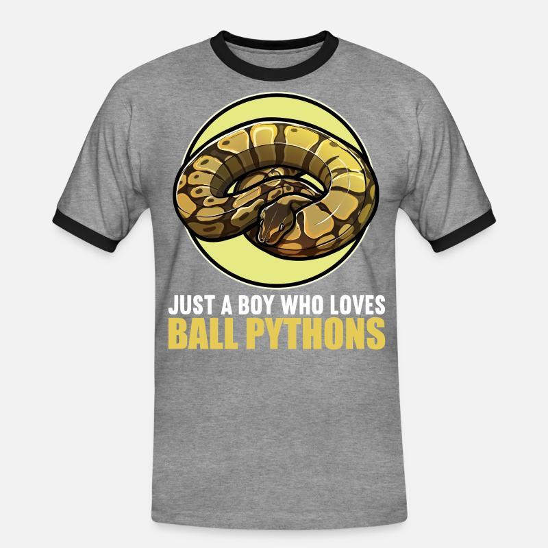 Ball Python Königspythons Königspython - Männer Kontrast-T-Shirt - Grau meliert/Schwarz