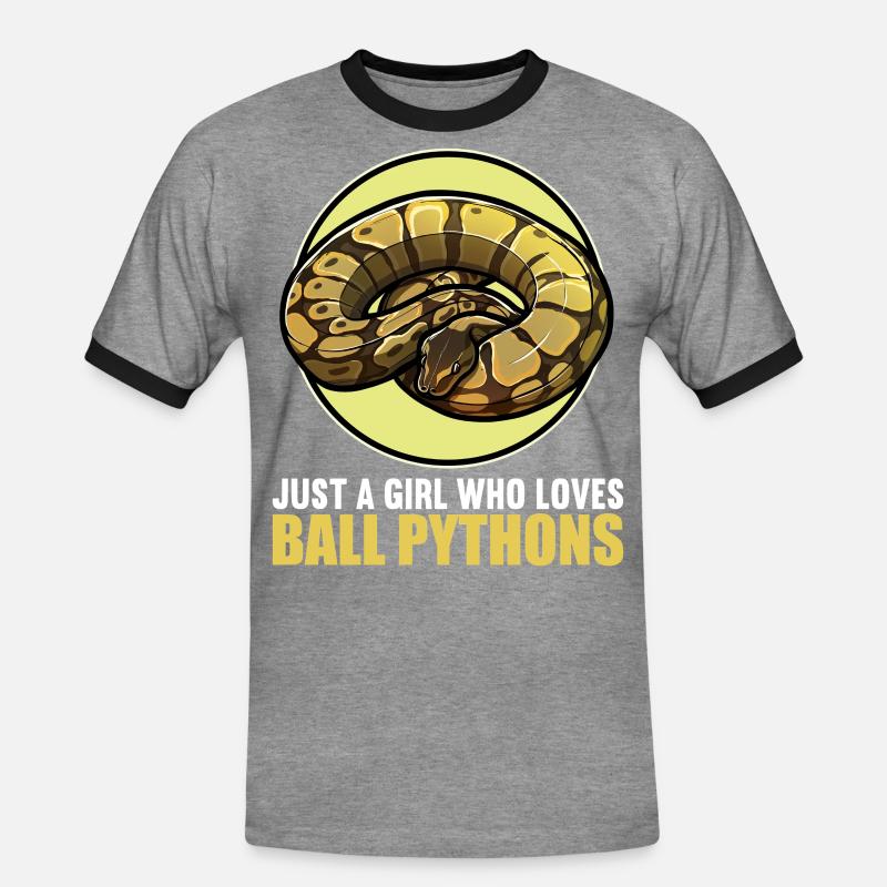 Ball Python Königspythons Königspython - Männer Kontrast-T-Shirt - Grau meliert/Schwarz