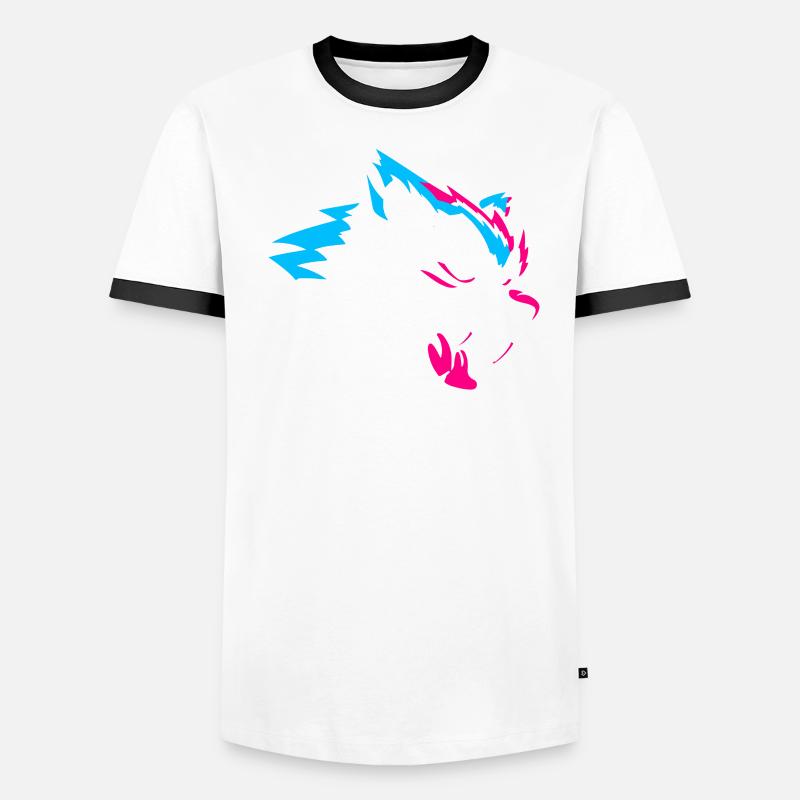 Neon Wolf Head – Conception de jeu agressive T-shirt contrasté Homme