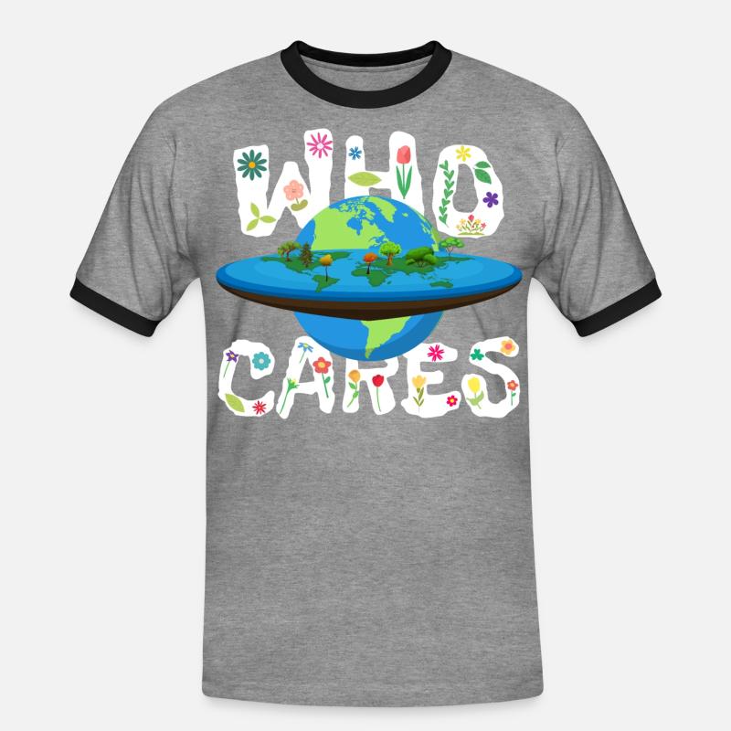 Planet Erde flach oder rund - Männer Kontrast-T-Shirt - Grau meliert/Schwarz