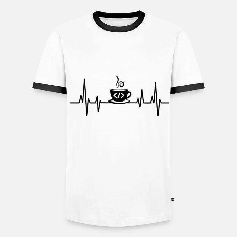 Coffee Coding Heartbeat Coder Developer Nerd Coffe Men's Ringer Shirt