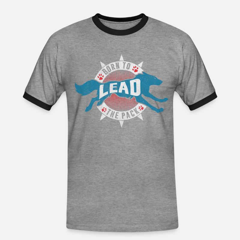 Wolf Wolfpack pack leader - Men's Ringer Shirt - heather grey/black