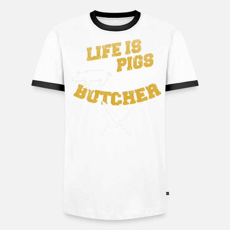 Metzger Fleisch Schlachter Wurst Schwein Männer Kontrast-T-Shirt