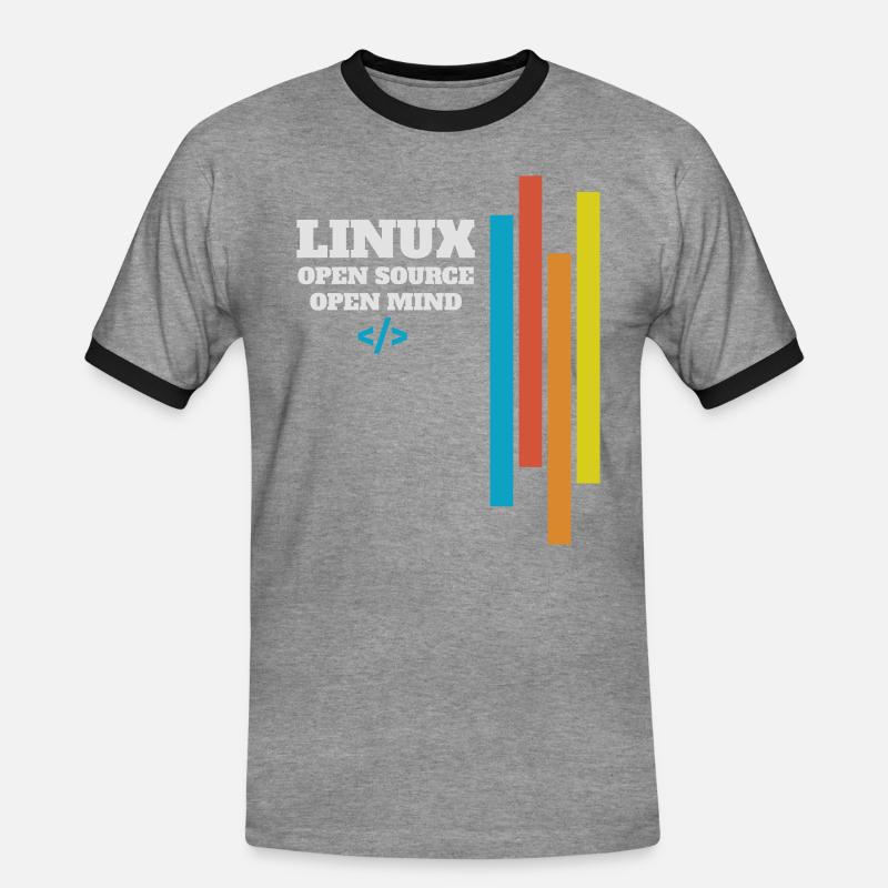 Linux programmer administrator gift - Men's Ringer Shirt - heather grey/black
