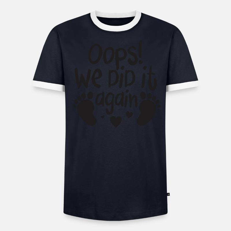 Oops We did it Again Funny Pregnancy Announcement Men's Ringer Shirt