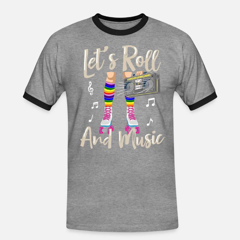 Rollerskates Inline-Skater Inline Rollschuhlaufen - Männer Kontrast-T-Shirt - Grau meliert/Schwarz