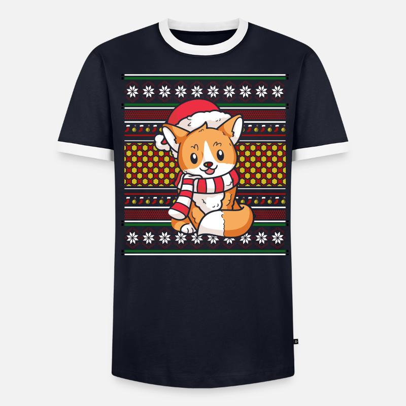 Moche pull de Noël Tshirt Renard de Noël T-shirt contrasté Homme