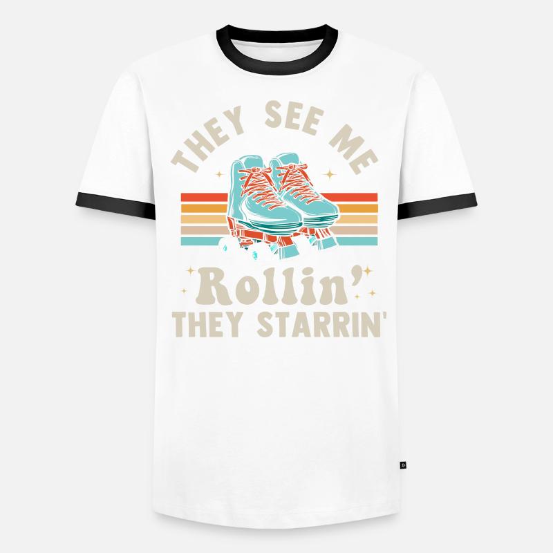 Inline Skate Cadeau Rollskates Roller 70s T-shirt contrasté Homme