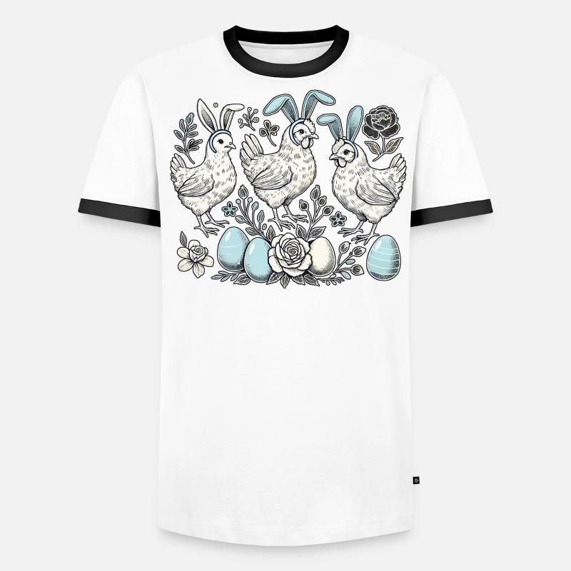 Easter Chickens Chick Retro Easter Bunny Chicken Men's Ringer Shirt